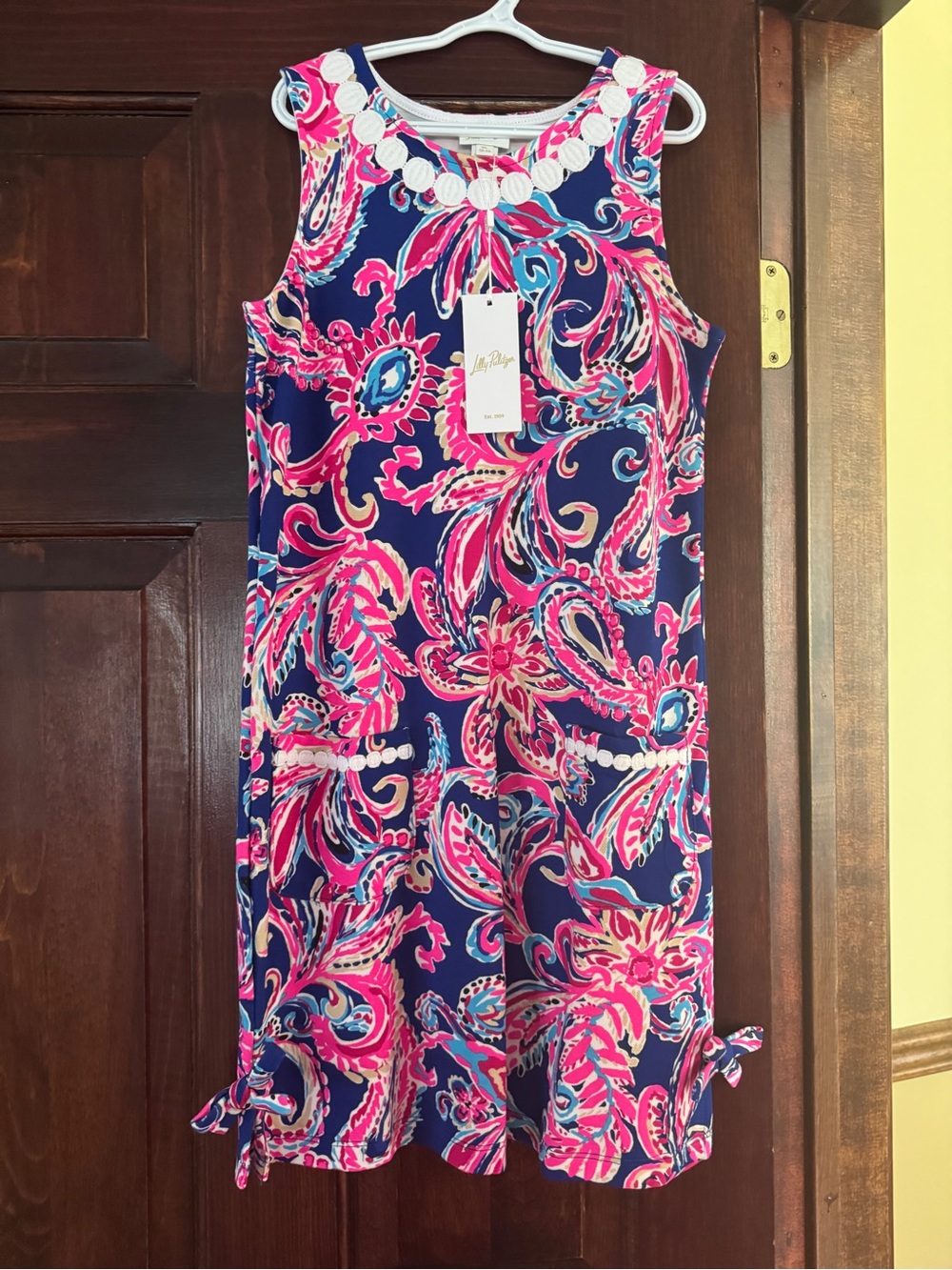NWT Lilly Pulitzer Girls XL Navy Pink Little Lilly Shift Dress Flittin About New